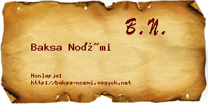 Baksa Noémi névjegykártya