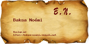 Baksa Noémi névjegykártya